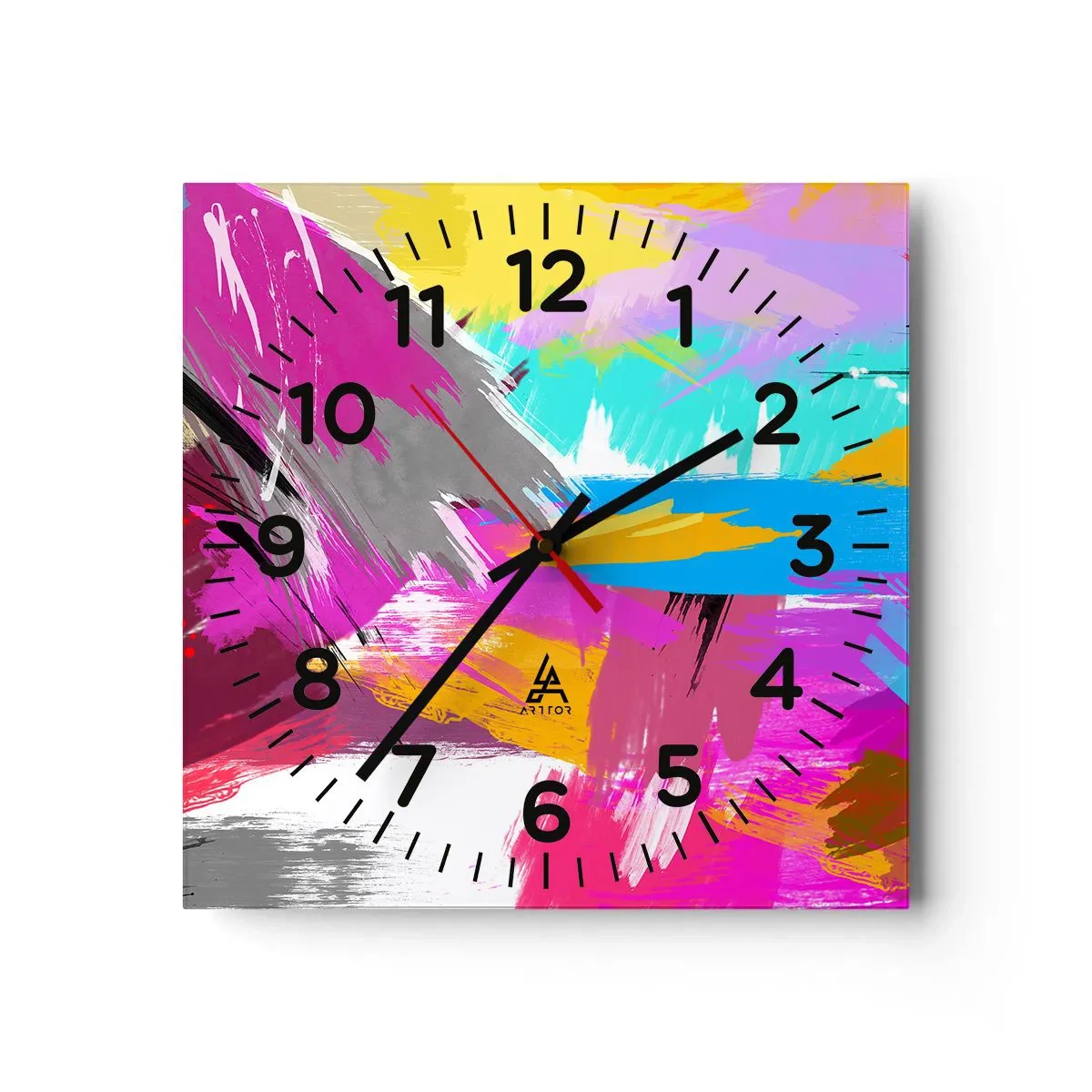 Wall clock - Clock on glass - One More Stroke - 40x40 cm