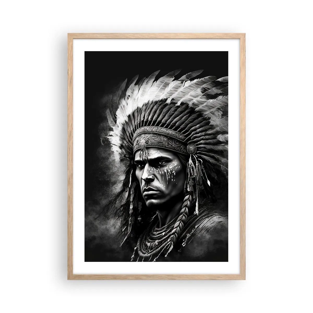 Poster in light oak frame - Chief and Warrior - 50x70 cm