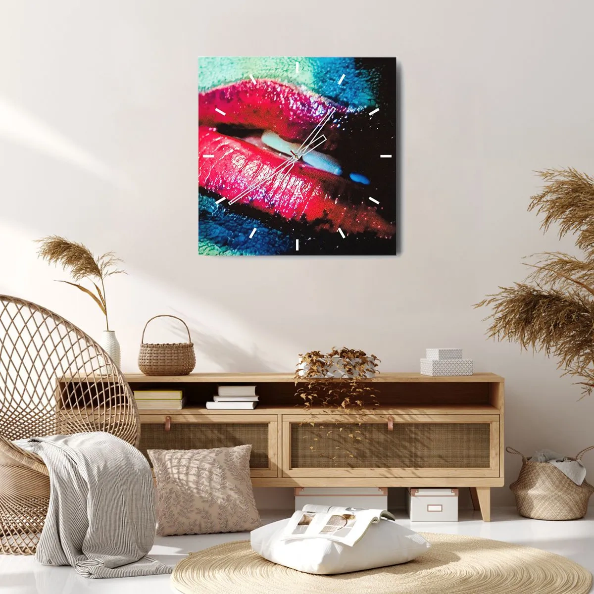 Wall clock - Clock on glass - Sensual and Unquiet - 40x40 cm