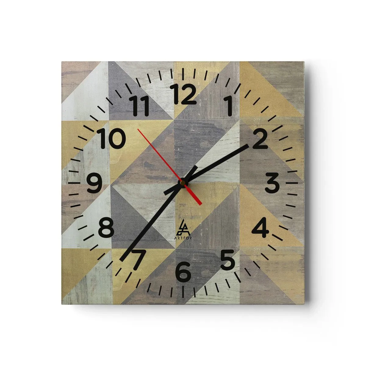 Wall clock - Clock on glass - The Art. of Triangles - 40x40 cm