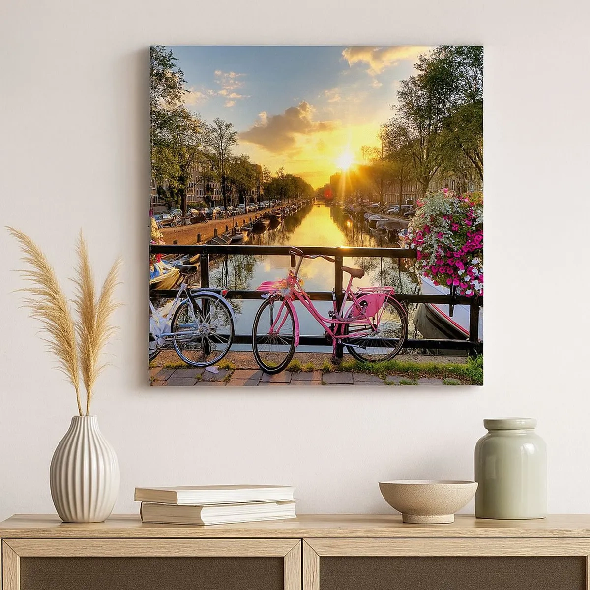 Canvas picture - Spring Morning in Amsterdam - 30x30 cm