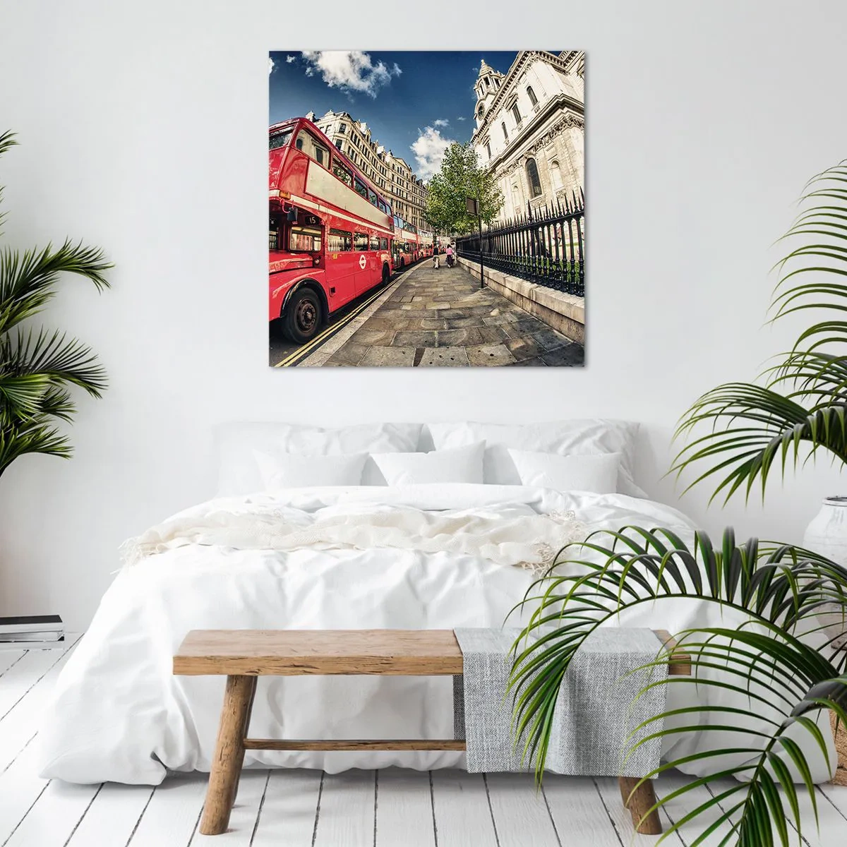 Canvas picture - London Street in Grey and Red - 50x50 cm