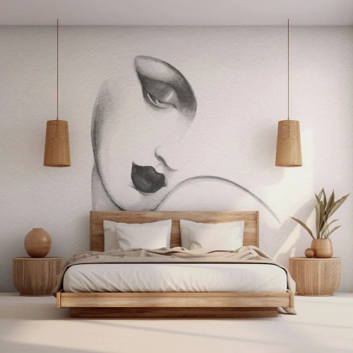 Photo Wallpaper Premium Sand - Lempicka Style - Portrait of a Woman, Woman's Face, Piece - 100x70 cm