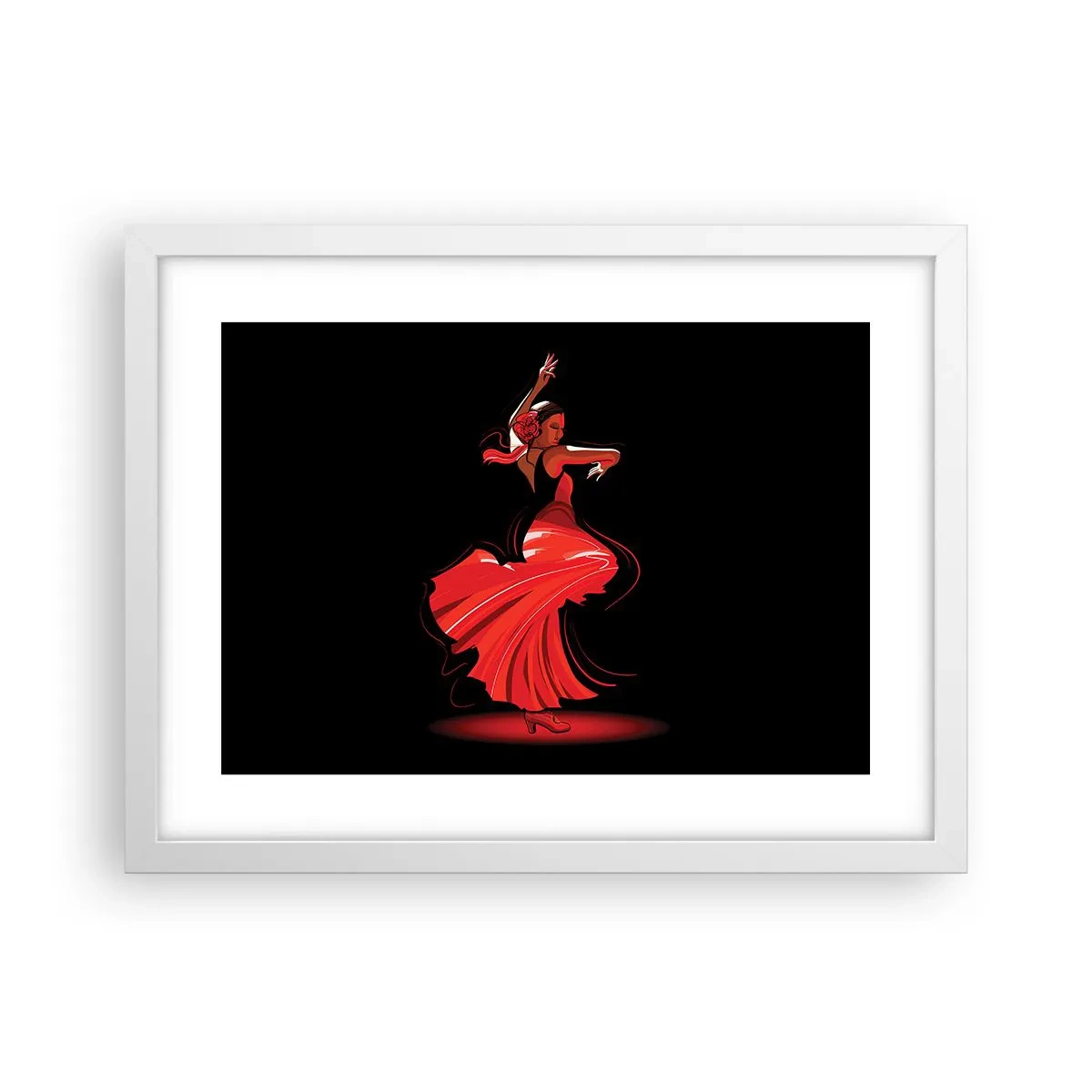 Poster in white frmae - Fiery Spirit of Flamenco - 40x30 cm