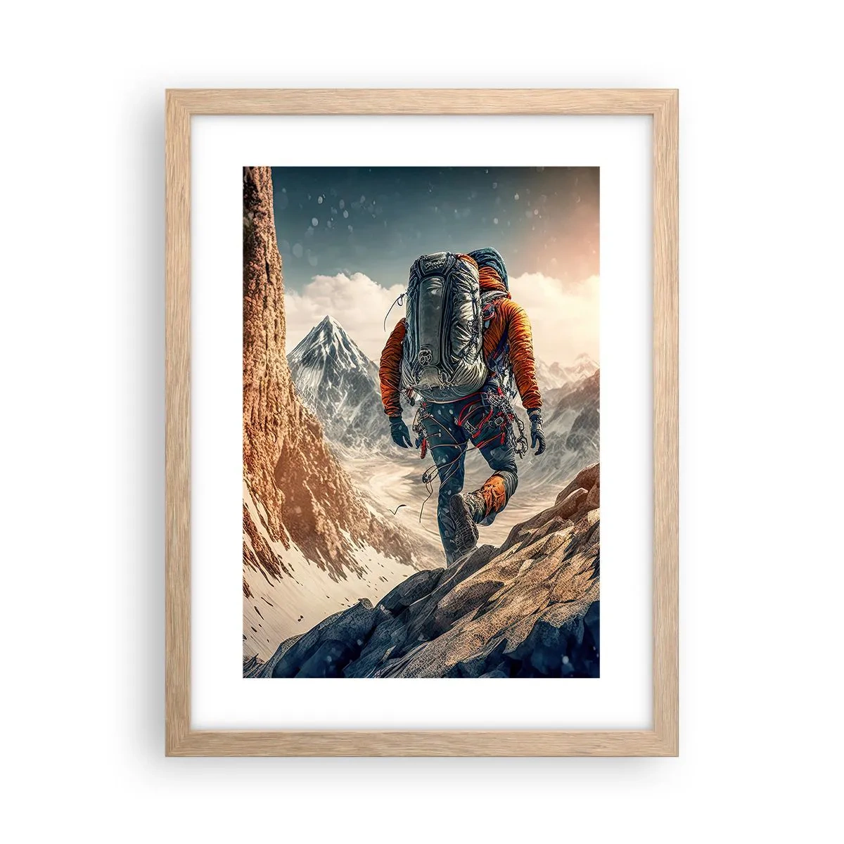 Poster in light oak frame - Lonely Warrior - 30x40 cm