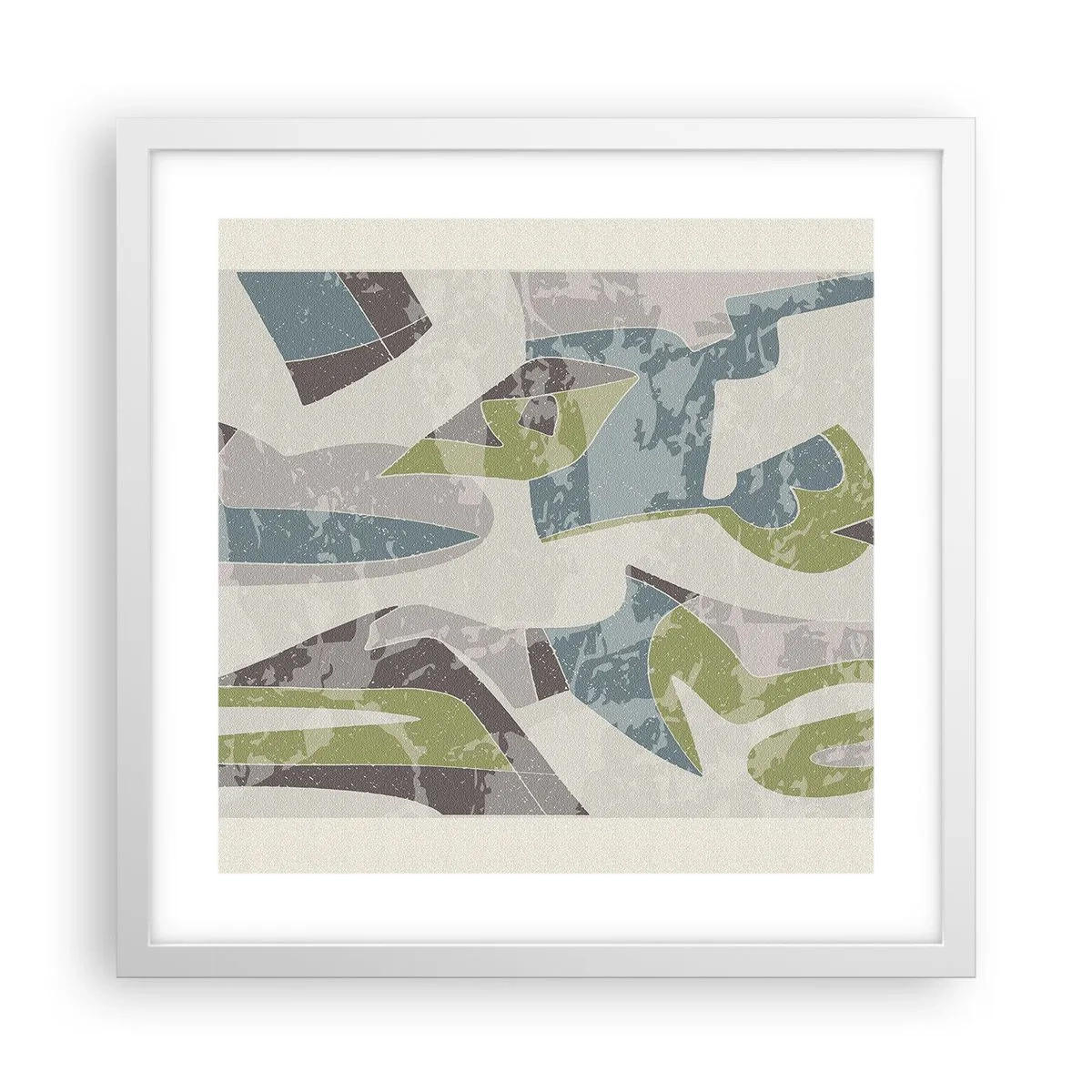 Poster in white frmae - Composition with Window Pane - 40x40 cm