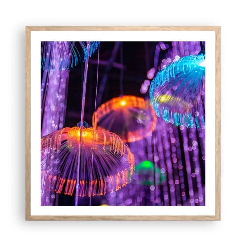 Poster in light oak frame - Light Fountain - 60x60 cm
