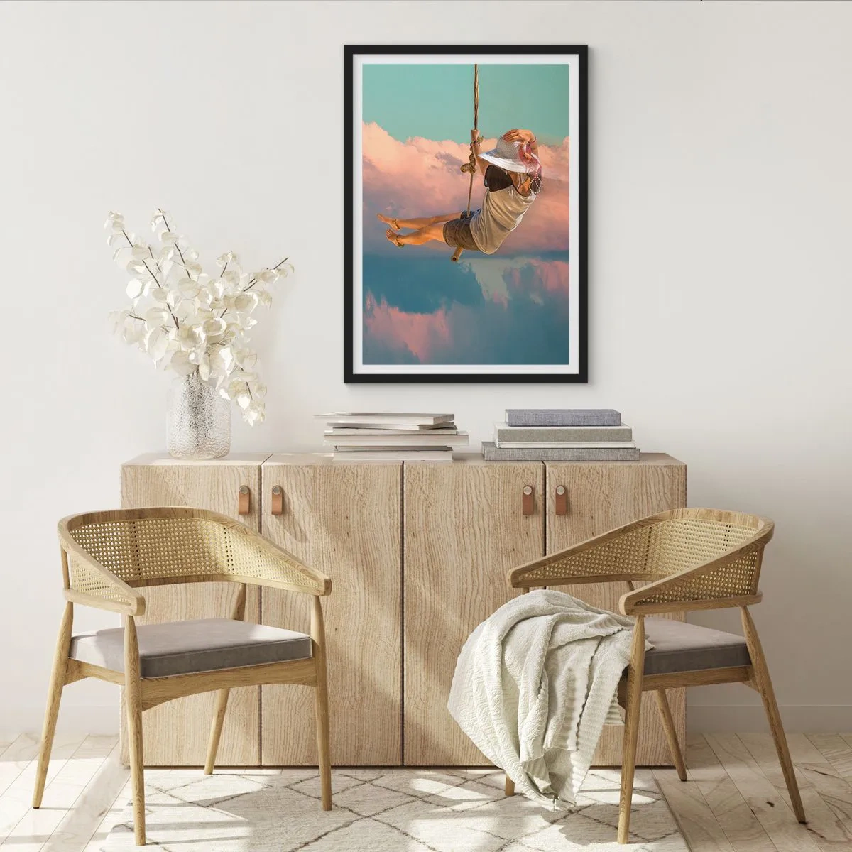 Poster in black frame - Fun in the Clouds - 70x100 cm