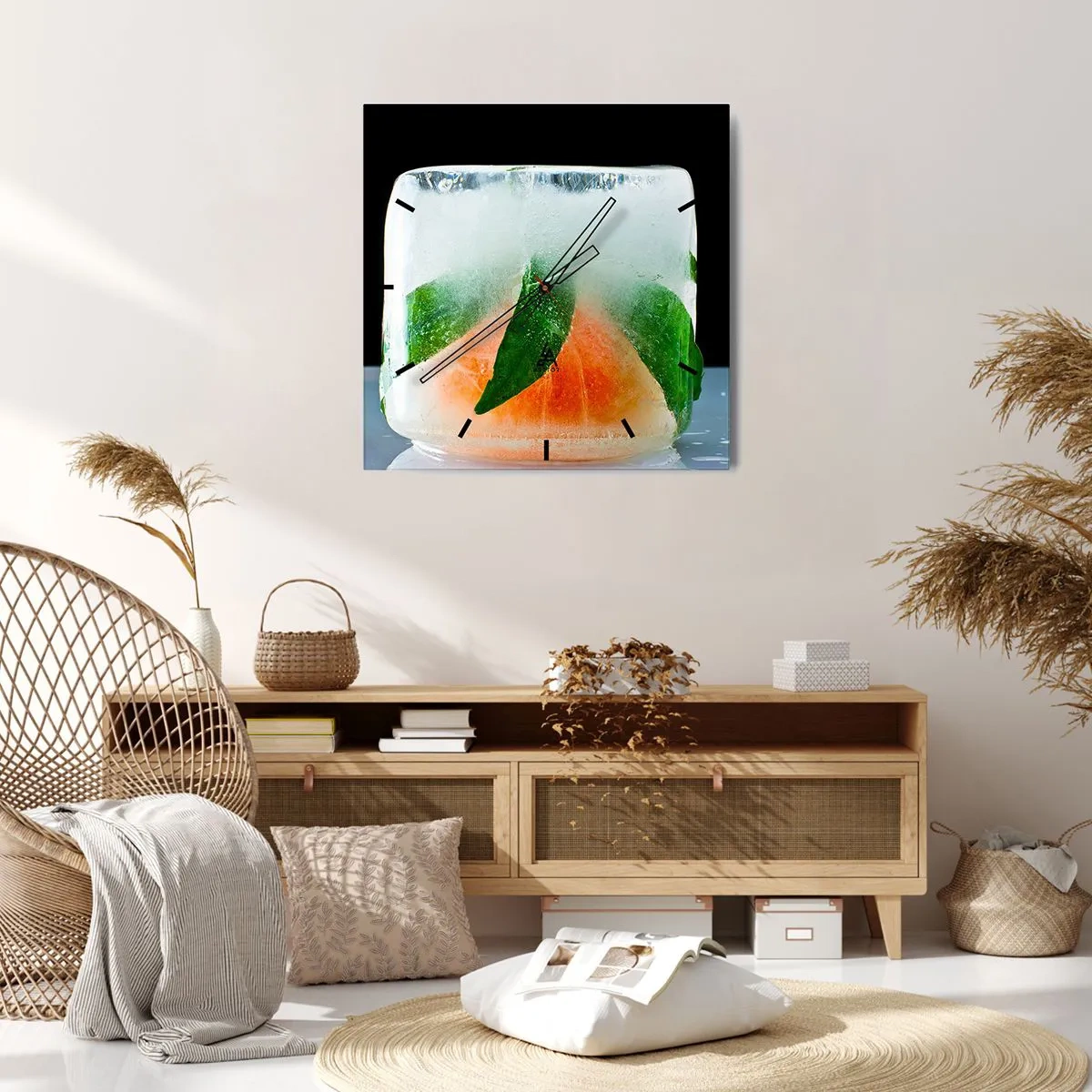Wall clock - Clock on glass - Freshness and Coolness - 30x30 cm