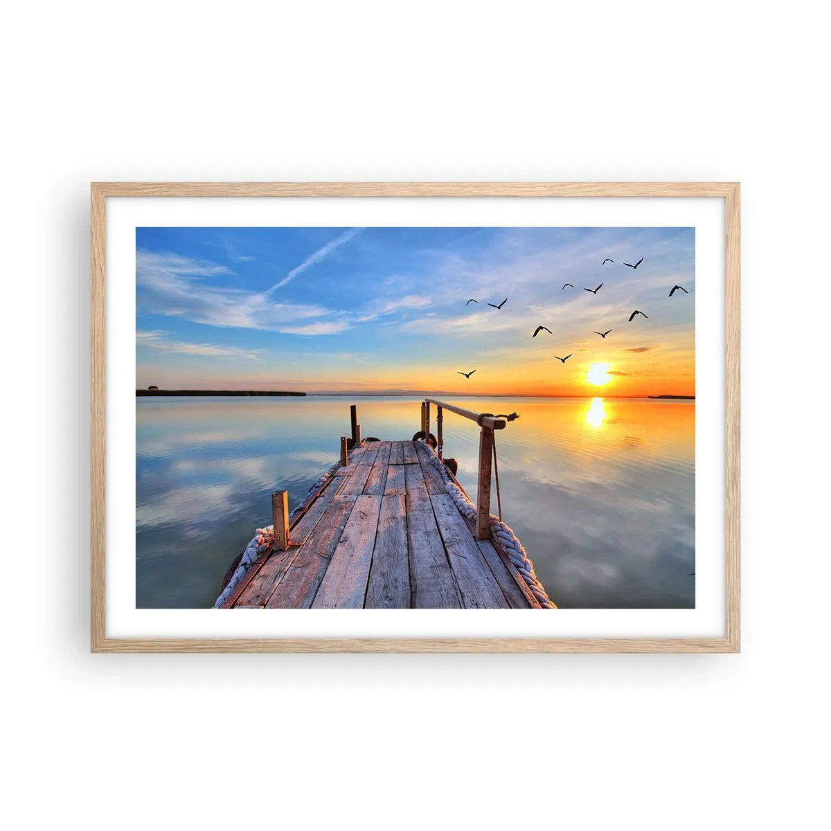 Poster in light oak frame - Walk towards the Sun - 70x50 cm