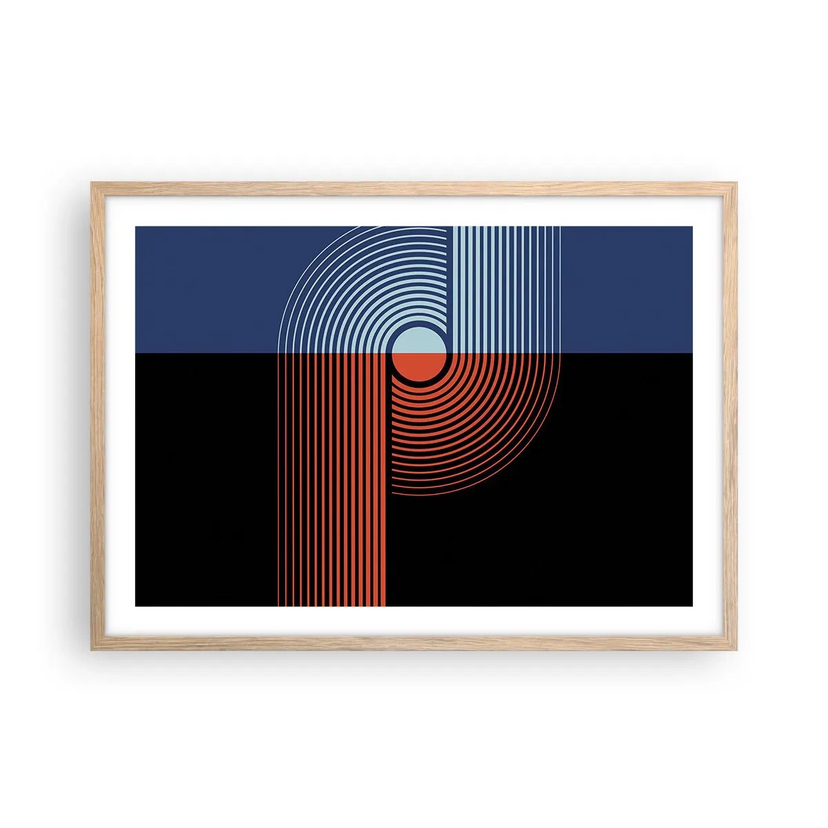 Poster in light oak frame - In a Geometrical Embrace - 70x50 cm