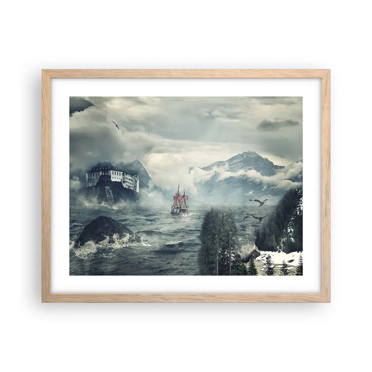 Poster in light oak frame - On Magical Waters - 50x40 cm