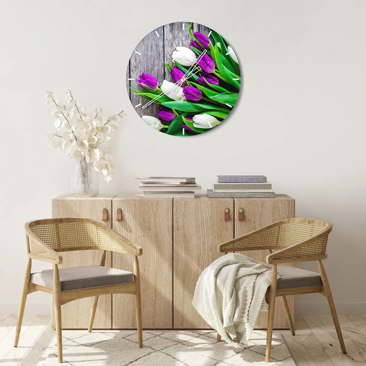 Wall clock - Clock on glass - On a Spring Holiday - 40x40 cm
