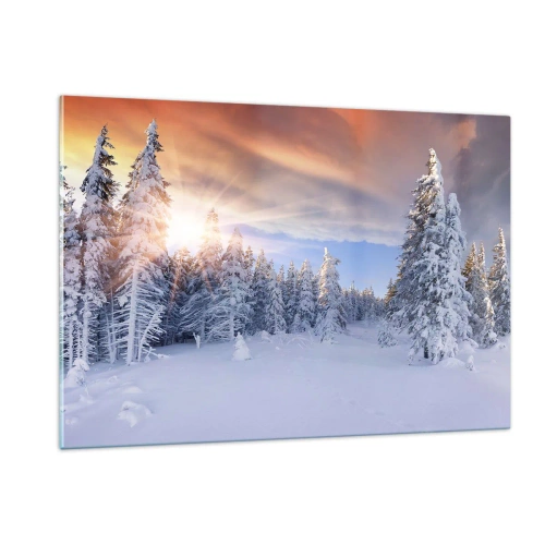 Glass picture - Snowy Spectacle of Nature - 120x80 cm