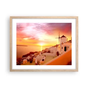 Poster in light oak frame - Melting in White and Gold - 50x40 cm