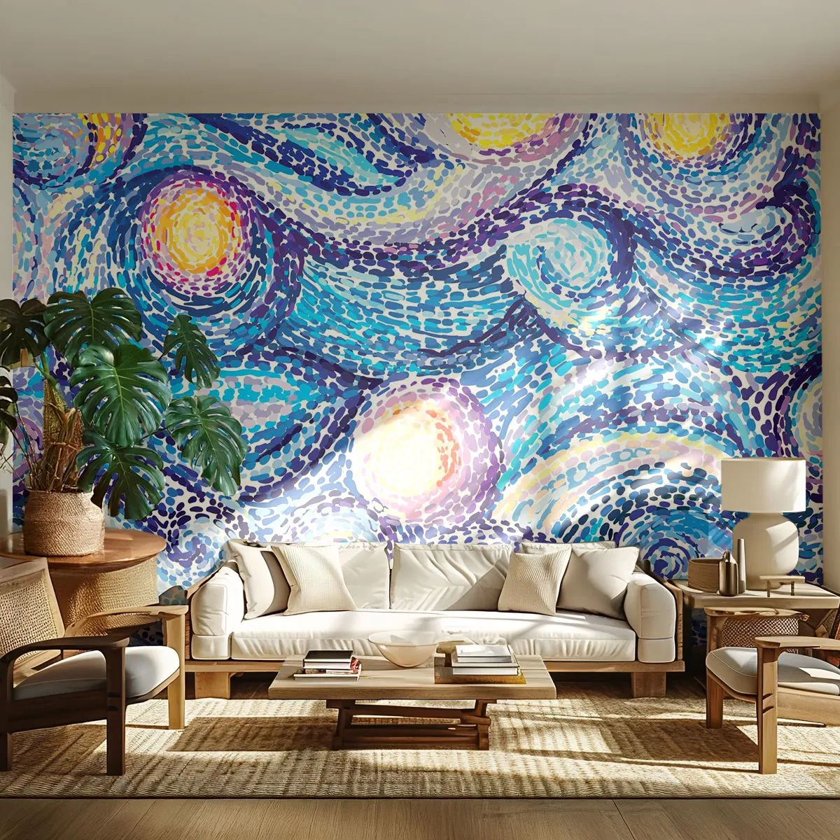 Photo Wallpaper Premium Canvas - From Van Gogh's Picture - Abstraction, Piece, Painting - 300x210 cm