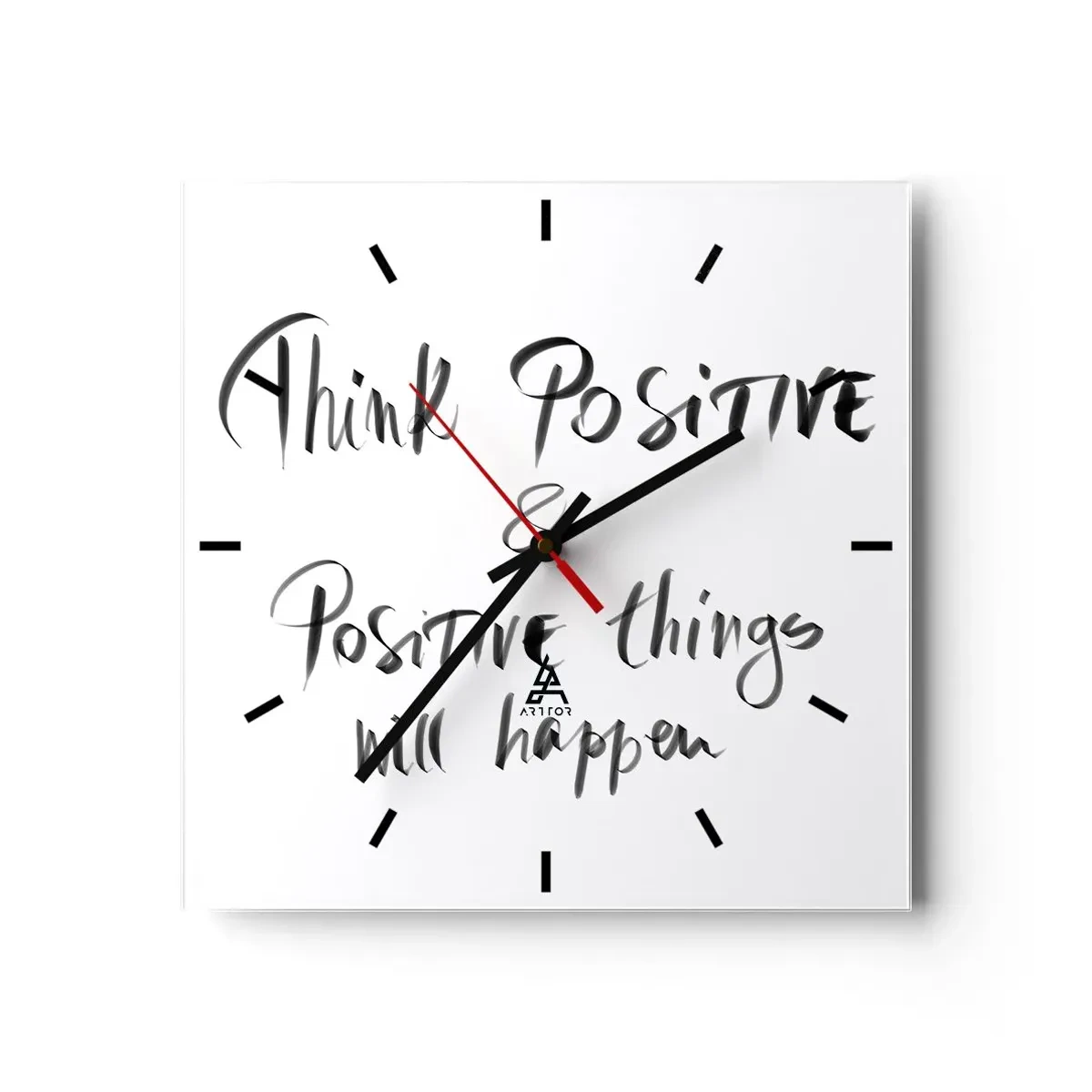 Wall clock - Clock on glass - How to Live? - 30x30 cm