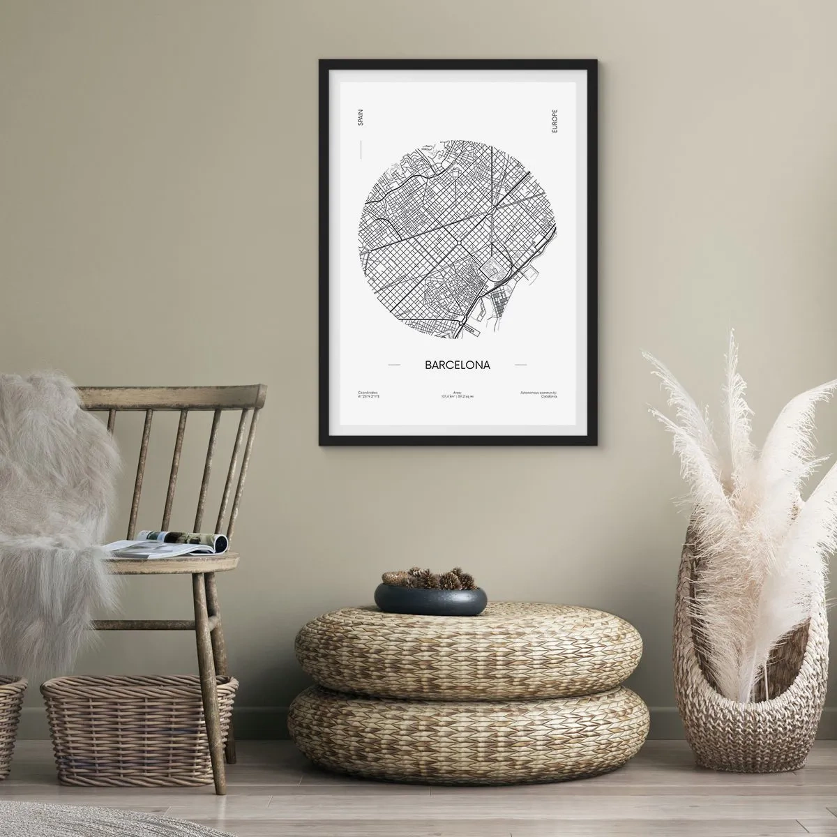 Poster in black frame - Anatomy of Barcelona - 61x91 cm