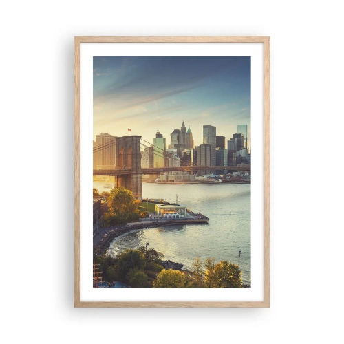 Poster in light oak frame - Big City Dawn - 50x70 cm