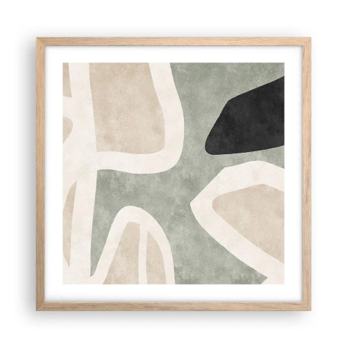 Poster in light oak frame - Composition with a Black Motif - 50x50 cm