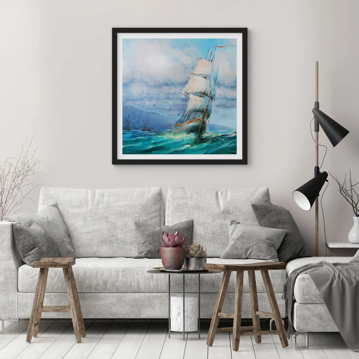 Poster in black frame - Happy Winds - 40x40 cm