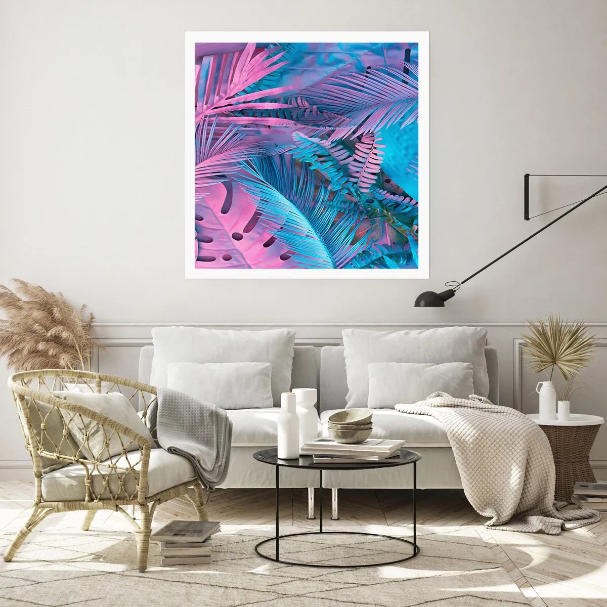 Poster - Tropics in Pink and Blue - 50x50 cm