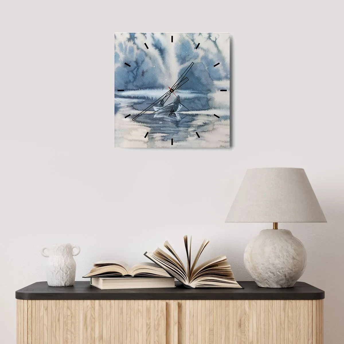 Wall clock - Clock on glass - Fishermen in Their Paradise - 30x30 cm