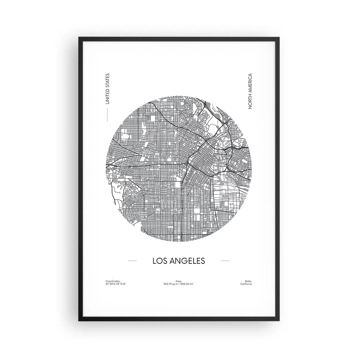 Poster in black frame - Anatomy of Los Angeles - 70x100 cm