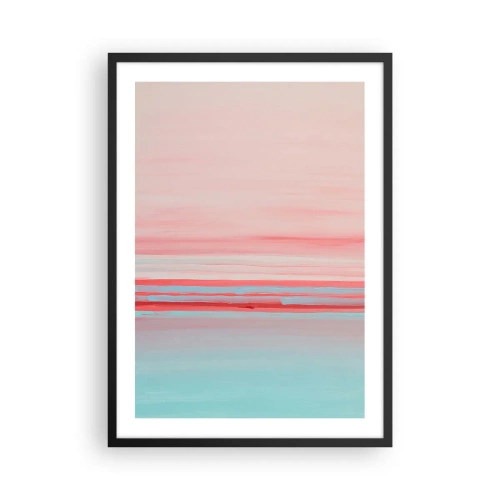 Poster in black frame - A delicate abstraction in pastel shades of pink and blue. - 50x70cm - Abstract at Dawn - Modern wall decoration for the living room and bedroom ARTTOR