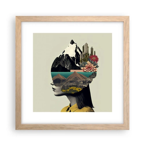 Poster in light oak frame - Woman - Always a Mystery - 30x30 cm
