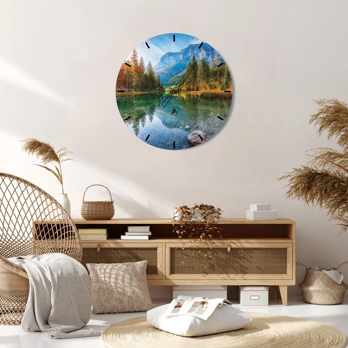 Wall clock - Clock on glass - Mellow Autumn - 40x40 cm