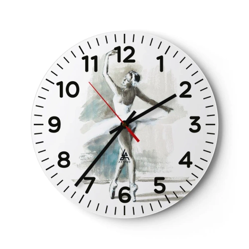 Wall clock - Clock on glass - Enchanted into a Swan - 30x30 cm