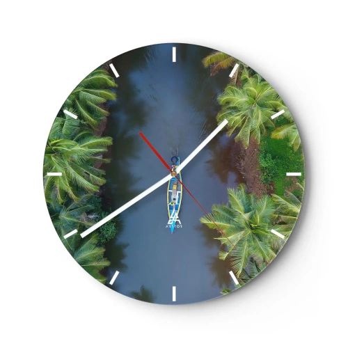 Wall clock - Clock on glass - On Tropical Trail - 40x40 cm