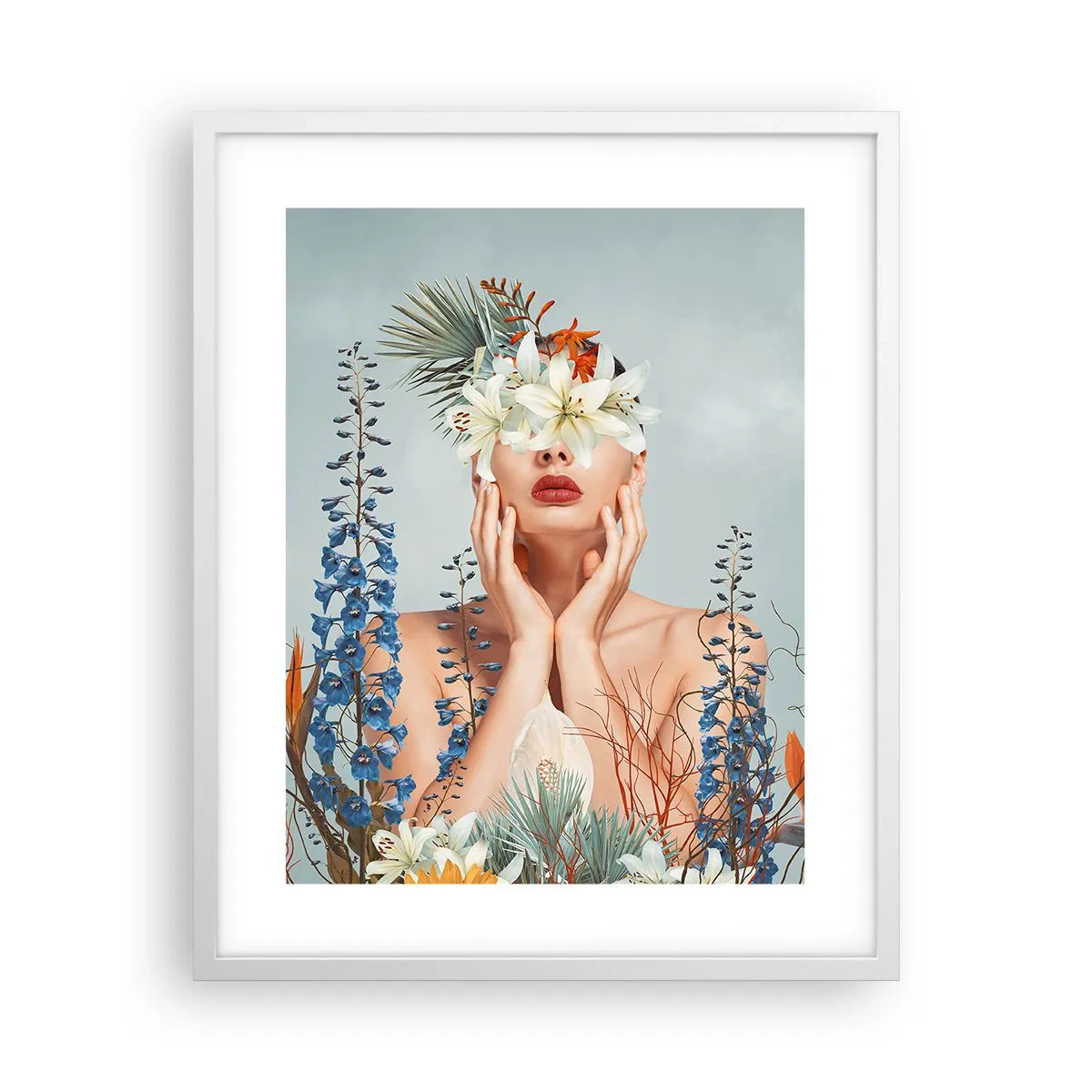 Poster in white frmae - Woman – Flower - 40x50 cm