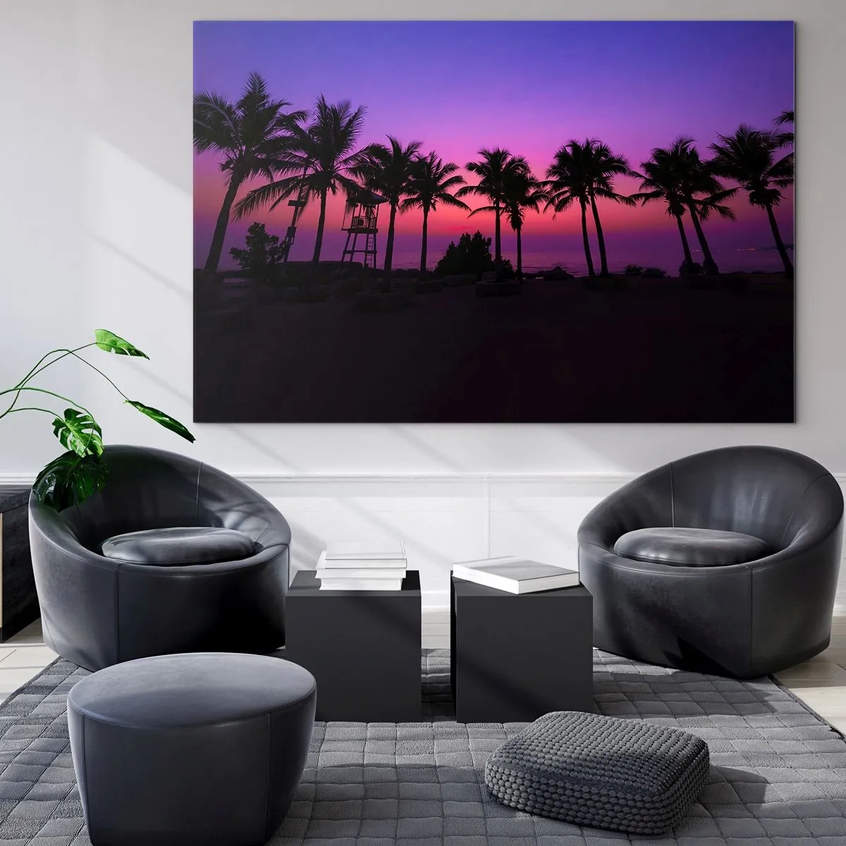 Glass picture - Evening under the Palms - 120x80 cm