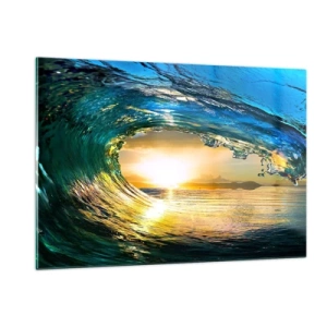 Glass picture - In an Emerald and Gold Crystal - 120x80 cm