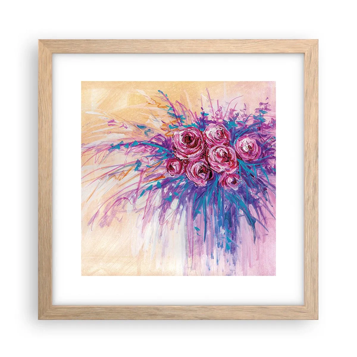 Poster in light oak frame - Rose Fountain - 30x30 cm