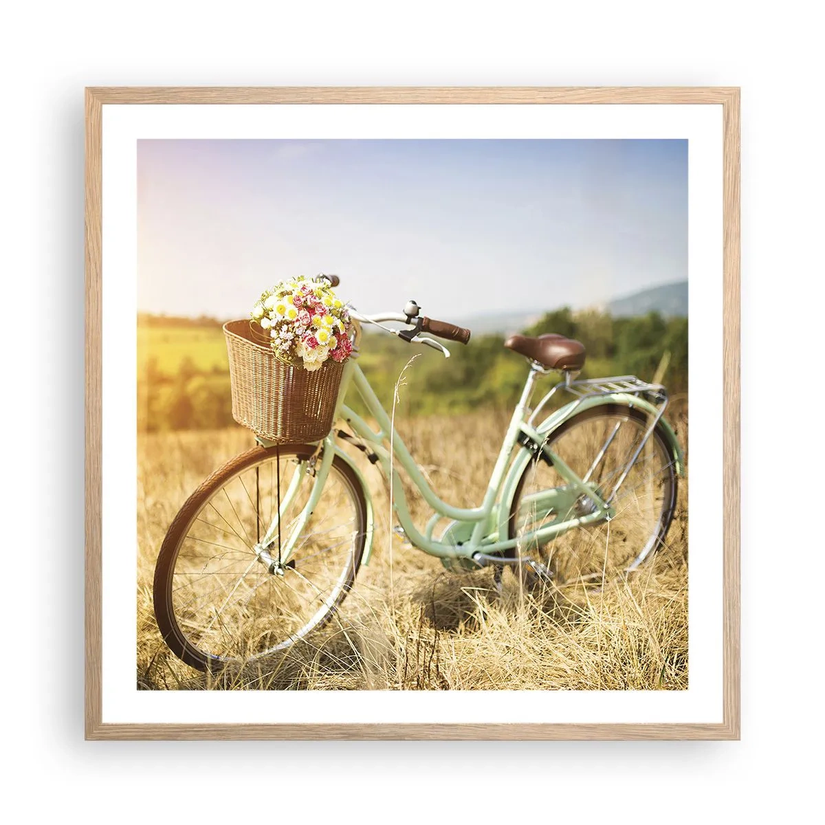 Poster in light oak frame - I will Stay Here for a While - 60x60 cm