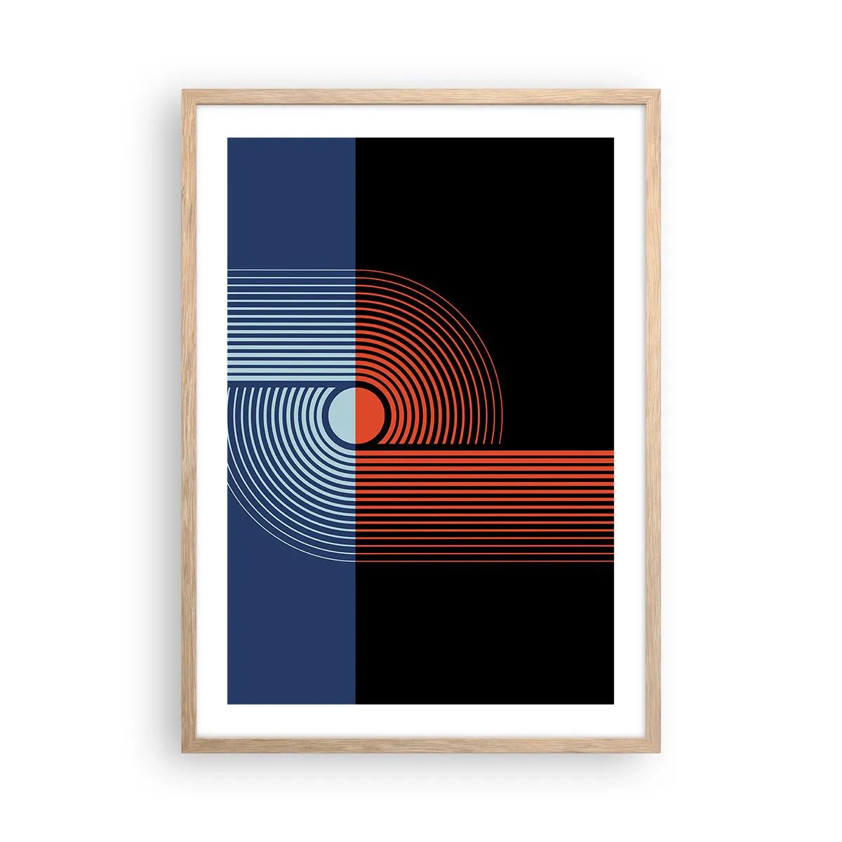 Poster in light oak frame - In a Geometrical Embrace - 50x70 cm