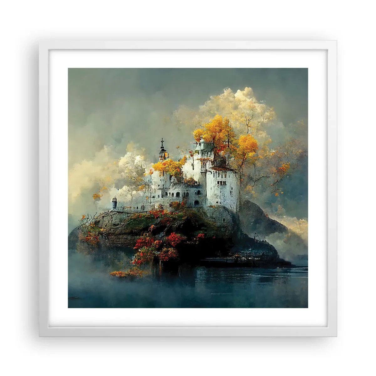 Poster in white frmae - Beginning of a Romantic Tale - 50x50 cm