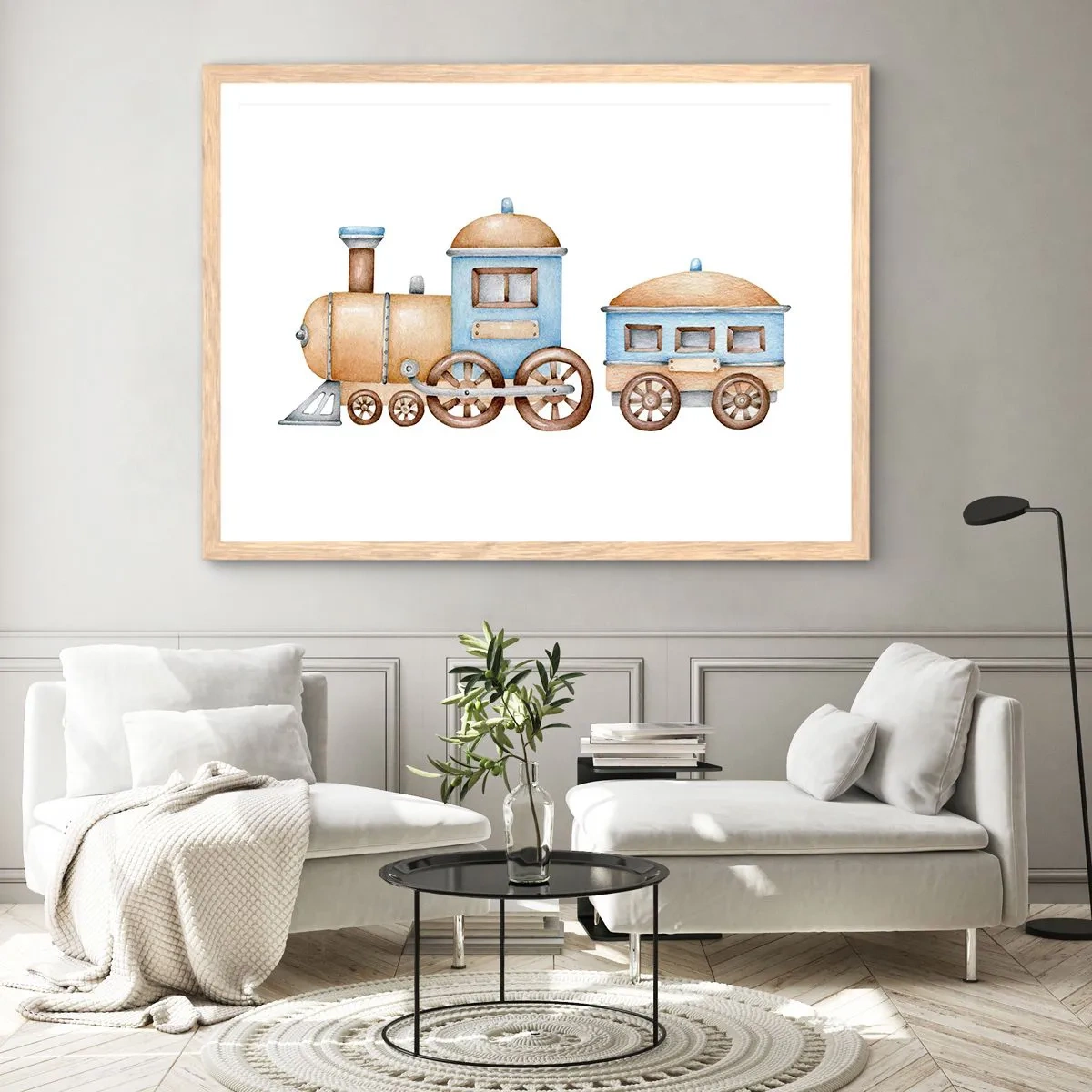 Poster in light oak frame - Standing at the Station… - 40x30 cm