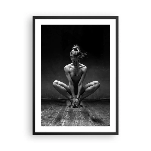 Poster in black frame - A black and white photograph of a ballerina in an artistic pose. - 50x70cm - Concentration of Dancing Energy - Modern wall decoration for the living room and bedroom ARTTOR