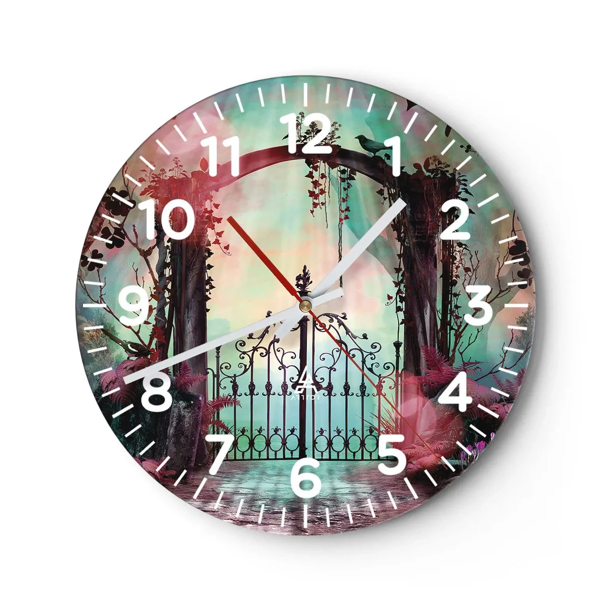 Wall clock - Clock on glass - Secret Garden - 30x30 cm
