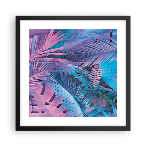 Poster in black frame - Tropics in Pink and Blue - 40x40 cm