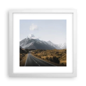 Poster in white frmae - Road to the Heart of the Mountains - 30x30 cm