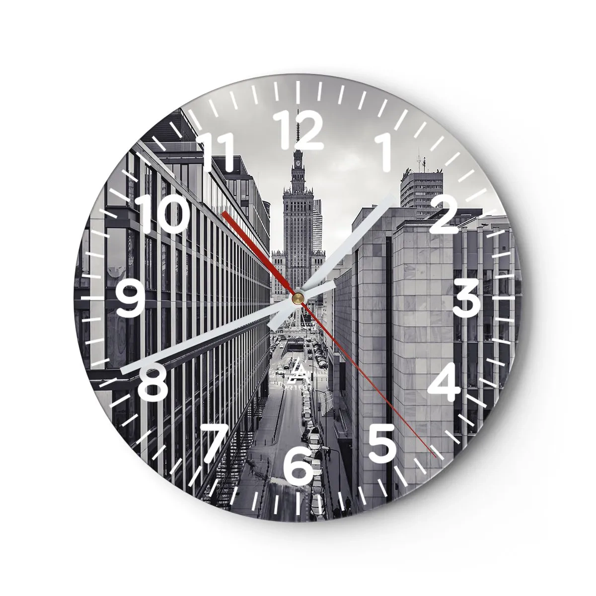 Wall clock - Clock on glass - Warsaw Valley - 40x40 cm
