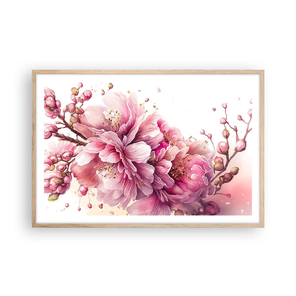 Poster in light oak frame - Land of Cherry Blossoms - 91x61 cm