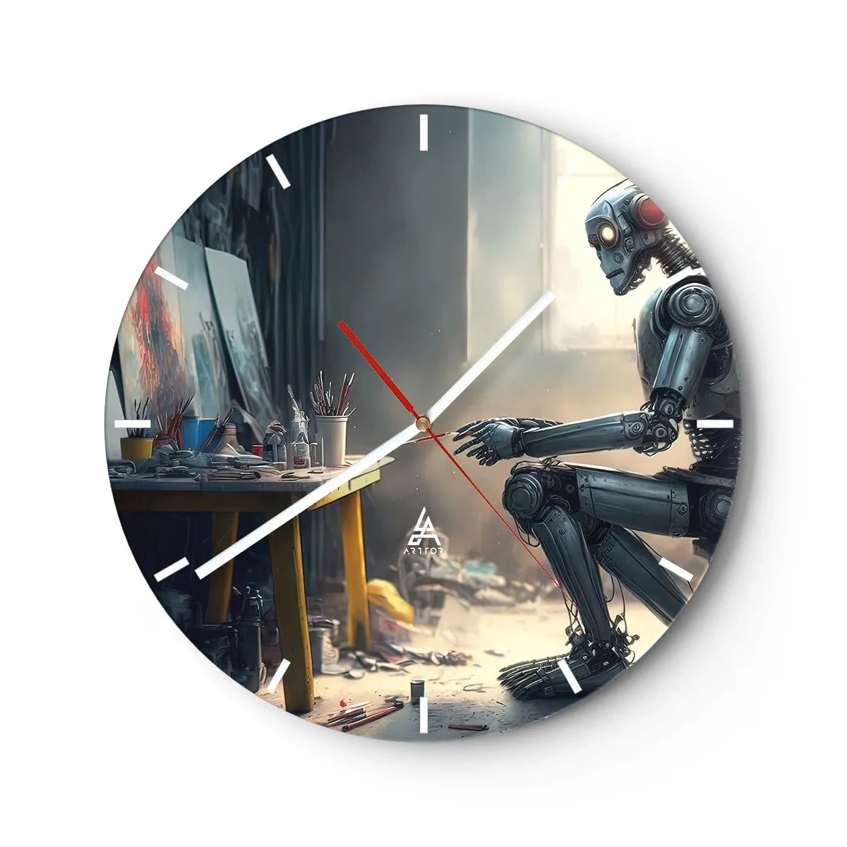 Wall clock - Clock on glass - Act of Creation - 40x40 cm