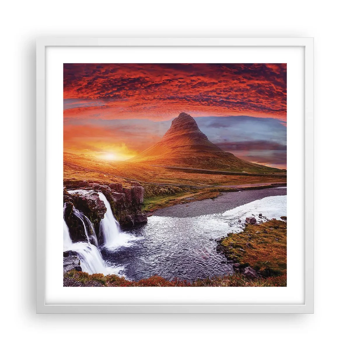 Poster in white frmae - View of Middle-Earth - 50x50 cm