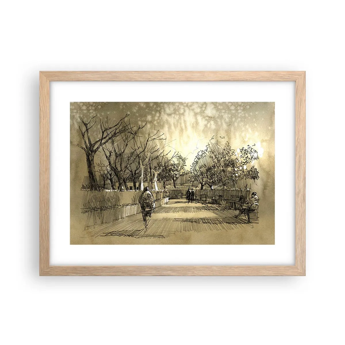 Poster in light oak frame - Moment Stopped with a Feather - 40x30 cm